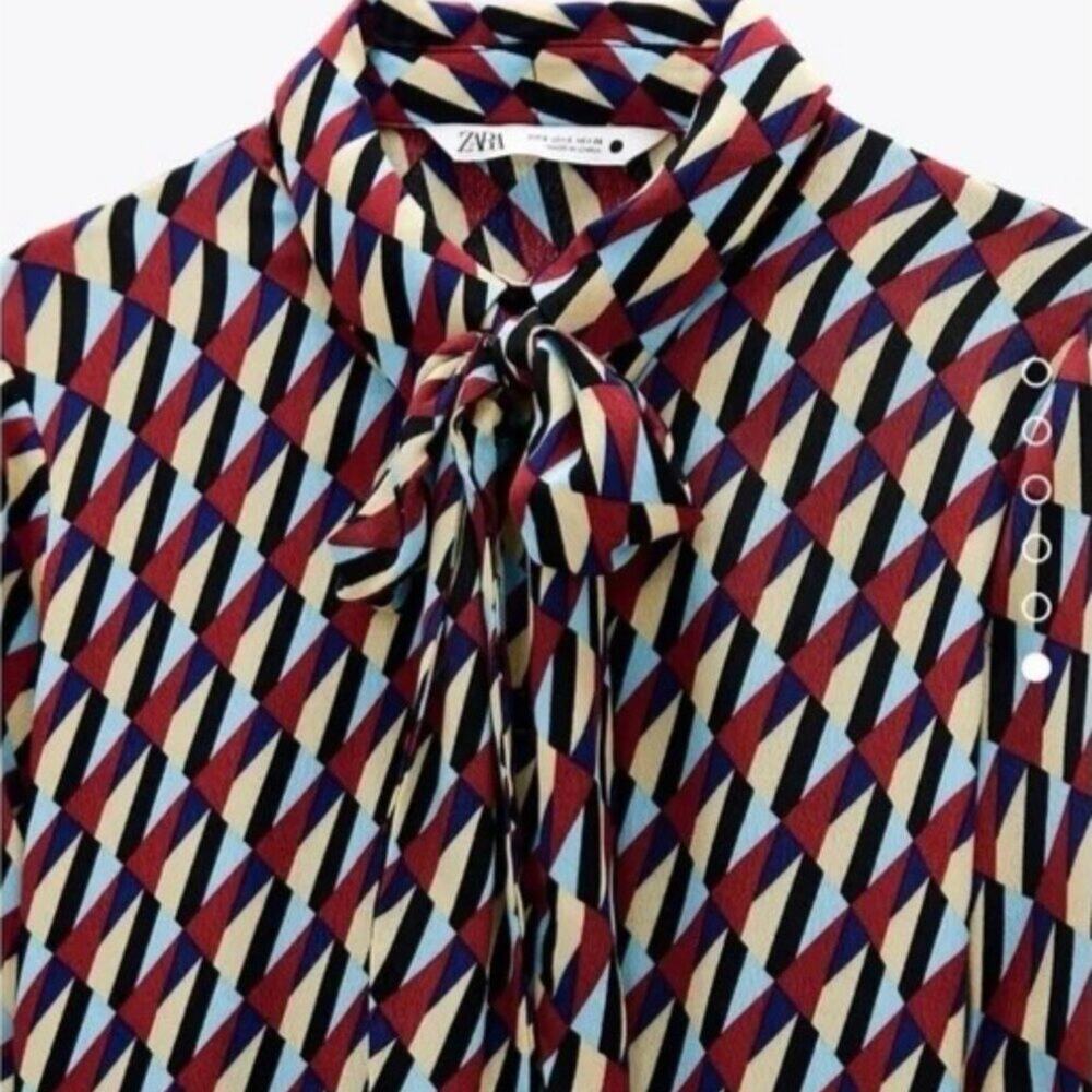 Zara Sussy Geometric Maxi Shirtdress Multicolor XS - Picture 8 of 12